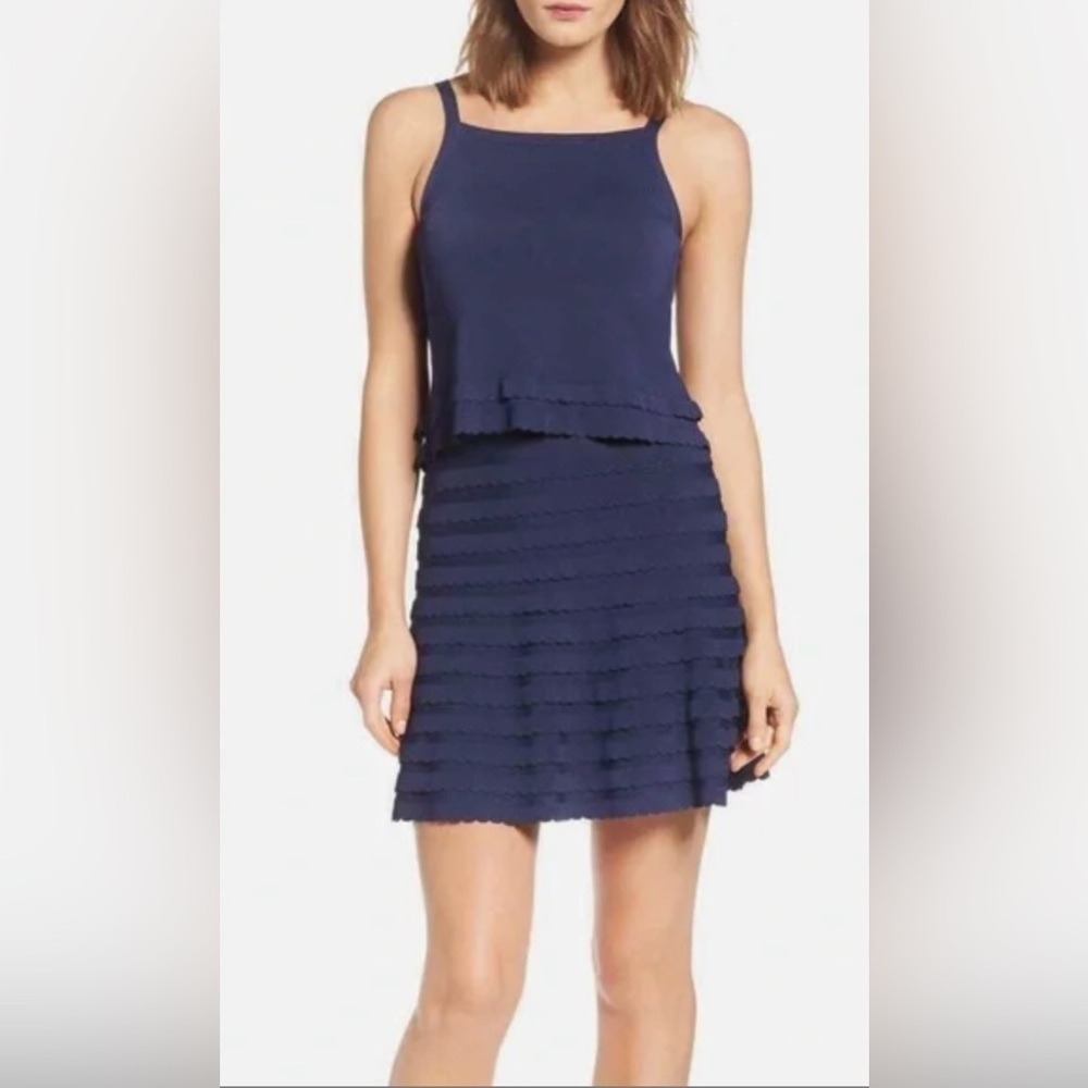 Lilly Pulitzer Olive True Navy Sweater Top & Skirt Dress Set XS $248